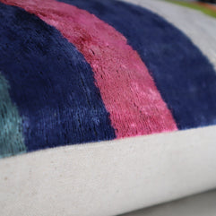 Canvello Multi Color Rainbow Handmade 16x24 Silk Velvet Pillow, Organic Veg Dyed, Down/Feather Filled