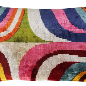 Canvello Multi Color Rainbow Handmade 16x24 Silk Velvet Pillow, Organic Veg Dyed, Down/Feather Filled