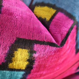 Canvello Multi Color Rainbow Handmade 16x24 Silk Velvet Pillow, Organic Veg Dyed, Down/Feather Filled