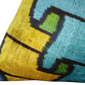 Canvello Multi Color Rainbow Handmade 16x24 Silk Velvet Pillow, Organic Veg Dyed, Down/Feather Filled