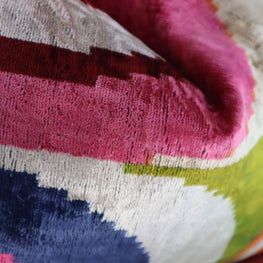 Canvello Multi Color Rainbow Handmade 16x24 Silk Velvet Pillow, Organic Veg Dyed, Down/Feather Filled