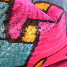 Canvello Multi Color Rainbow Handmade 16x24 Silk Velvet Pillow, Organic Veg Dyed, Down/Feather Filled