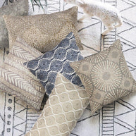 Canvello Naples Embroidered Pillow, Beige/Taupe