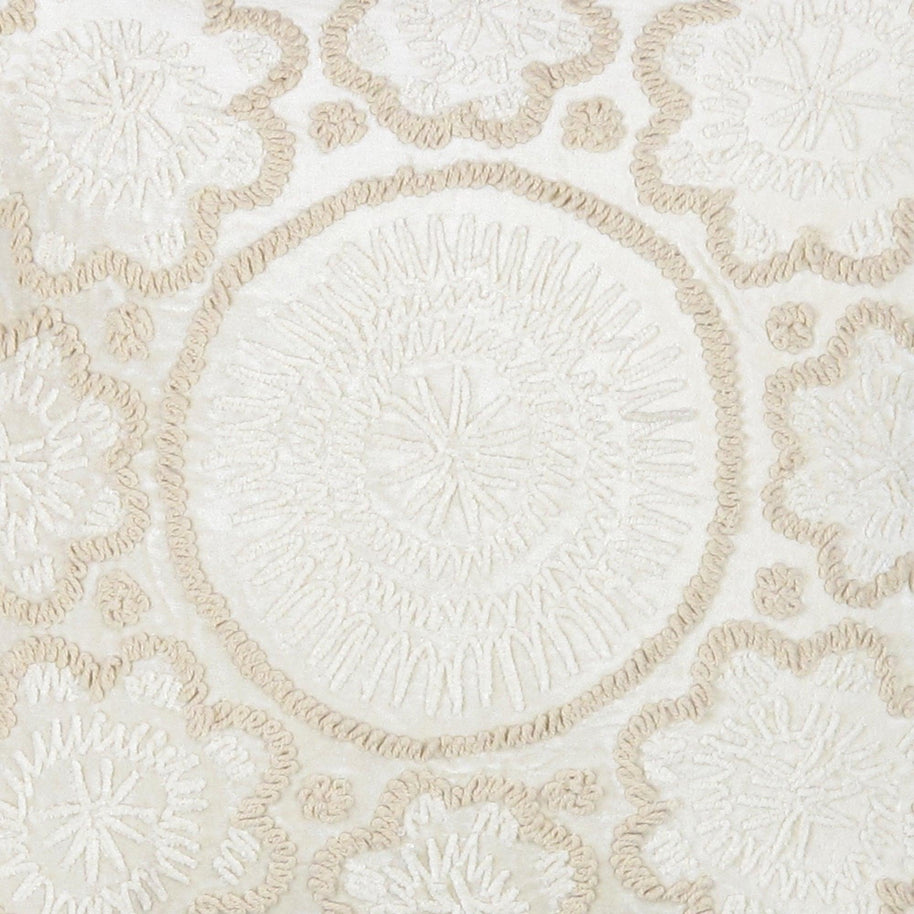 Canvello Naples Embroidered Pillow, Ivory/Beige