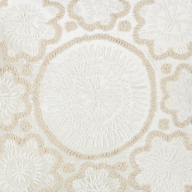 Canvello Naples Embroidered Pillow, Ivory/Beige
