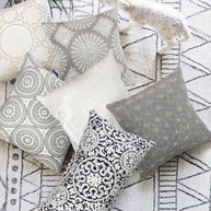 Canvello Naples Embroidered Pillow, Ivory/Silver