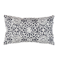 Canvello Naples Embroidered Pillow, Navy/Taupe