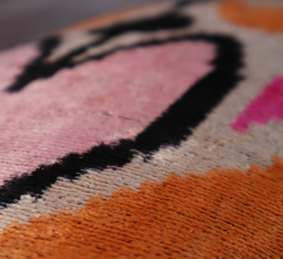 Canvello Orange Pink Handmade 16x24 Silk Velvet Pillow, Organic Veg Dyed, Down/Feather Filled