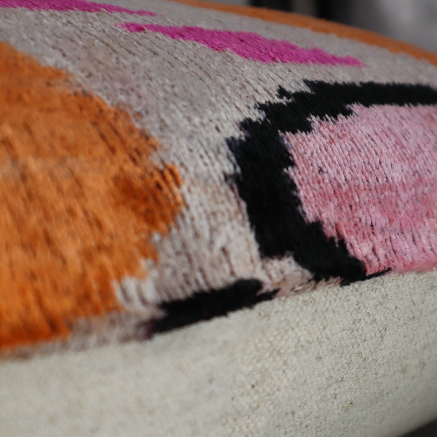 Canvello Orange Pink Handmade 16x24 Silk Velvet Pillow, Organic Veg Dyed, Down/Feather Filled