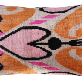 Canvello Orange Pink Handmade 16x24 Silk Velvet Pillow, Organic Veg Dyed, Down/Feather Filled