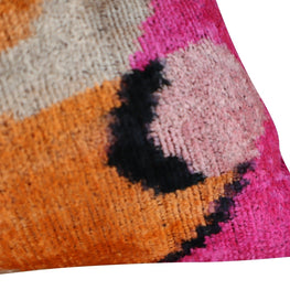 Canvello Orange Pink Handmade 16x24 Silk Velvet Pillow, Organic Veg Dyed, Down/Feather Filled