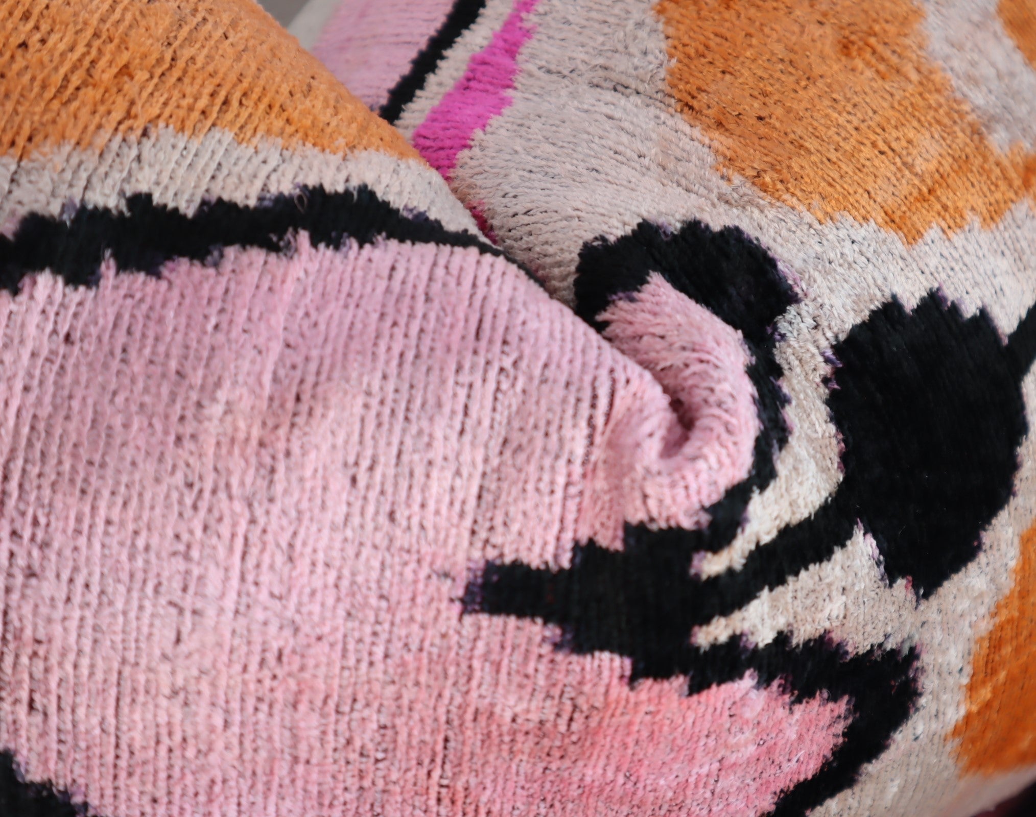 Canvello Orange Pink Handmade 16x24 Silk Velvet Pillow, Organic Veg Dyed, Down/Feather Filled