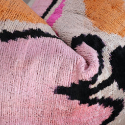 Canvello Orange Pink Handmade 16x24 Silk Velvet Pillow, Organic Veg Dyed, Down/Feather Filled