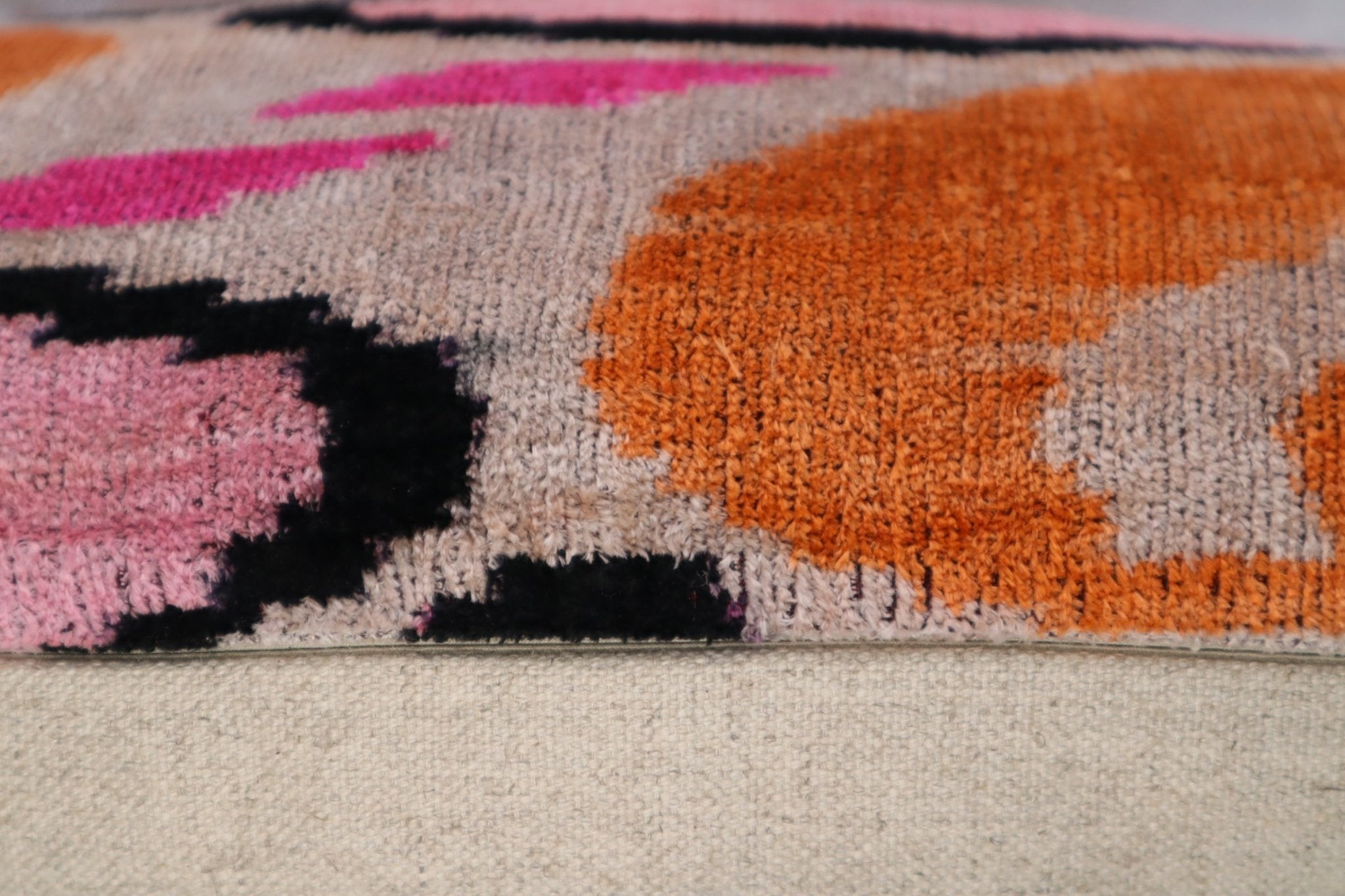 Canvello Orange Pink Handmade 16x24 Silk Velvet Pillow, Organic Veg Dyed, Down/Feather Filled