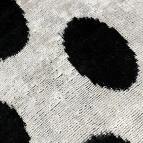 Canvello Organic Handmade Silk Velvet Pillow: 16x24 Inches With Premium Down Feather Insert - All-Natural Vegetable-Dyed Black White Polka Dot