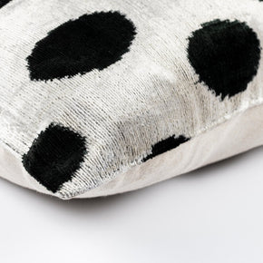 Canvello Organic Handmade Silk Velvet Pillow: 16x24 Inches With Premium Down Feather Insert - All-Natural Vegetable-Dyed Black White Polka Dot