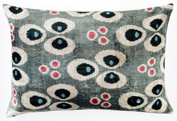 Canvello Organic Handmade Silk Velvet Pillow: 16x24 Inches With Premium Down Feather Insert - All-Natural Vegetable-Dyed Gray