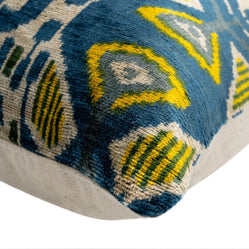 Canvello Organic Handmade Silk Velvet Pillow: 16x24 Inches With Premium Down Feather Insert - Luxury Blue Gold