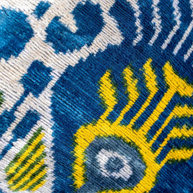 Canvello Organic Handmade Silk Velvet Pillow: 16x24 Inches With Premium Down Feather Insert - Luxury Blue Gold