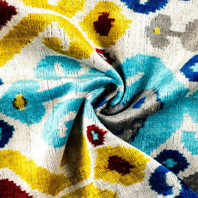 Canvello Organic Handmade Silk Velvet Pillow: 16x24 Inches With Premium Down Feather Insert - Luxury Blue Gold Gray Geometric Floral Pattern
