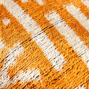 Canvello Organic Handmade Silk Velvet Pillow: 16x24 Inches With Premium Down Feather Insert - Luxury Copper Orange Geometric Floral Pattern