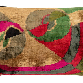 Canvello Organic Handmade Silk Velvet Pillow: 16x24 Inches With Premium Down Feather Insert - Luxury Gold Green Pink