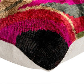 Canvello Organic Handmade Silk Velvet Pillow: 16x24 Inches With Premium Down Feather Insert - Luxury Gold Green Pink