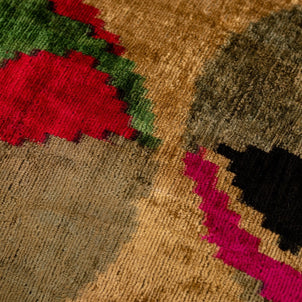 Canvello Organic Handmade Silk Velvet Pillow: 16x24 Inches With Premium Down Feather Insert - Luxury Gold Green Pink