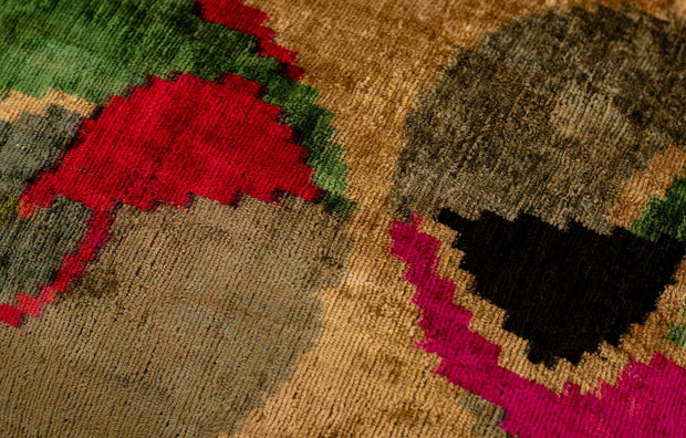 Canvello Organic Handmade Silk Velvet Pillow: 16x24 Inches With Premium Down Feather Insert - Luxury Gold Green Pink