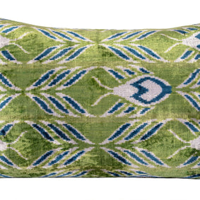 Canvello Organic Handmade Silk Velvet Pillow: 16x24 Inches With Premium Down Feather Insert - Luxury Green Blue