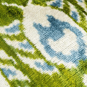 Canvello Organic Handmade Silk Velvet Pillow: 16x24 Inches With Premium Down Feather Insert - Luxury Green Geometric Floral Pattern