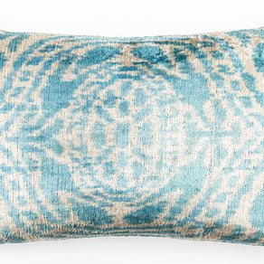 Canvello Organic Handmade Silk Velvet Pillow: 16x24 Inches With Premium Down Feather Insert - Luxury Green Geometric Floral Pattern