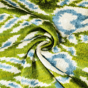 Canvello Organic Handmade Silk Velvet Pillow: 16x24 Inches With Premium Down Feather Insert - Luxury Green Geometric Floral Pattern