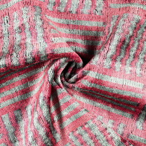 Canvello Organic Handmade Silk Velvet Pillow: 16x24 Inches With Premium Down Feather Insert - Luxury Red Gray Geometric Pattern