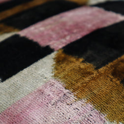 Canvello Pink Brown Handmade 16x16 Silk Velvet Pillow, Organic Veg Dyed, Down/Feather Filled