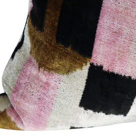 Canvello Pink Brown Handmade 16x16 Silk Velvet Pillow, Organic Veg Dyed, Down/Feather Filled