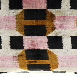 Canvello Pink Brown Handmade 16x16 Silk Velvet Pillow, Organic Veg Dyed, Down/Feather Filled