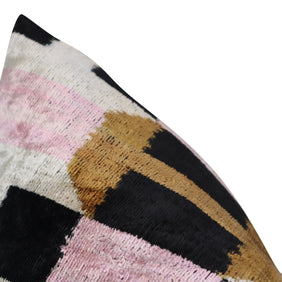 Canvello Pink Brown Handmade Silk Velvet Pillow, Organic Veg Dyed, Down/Feather Filled, 16
