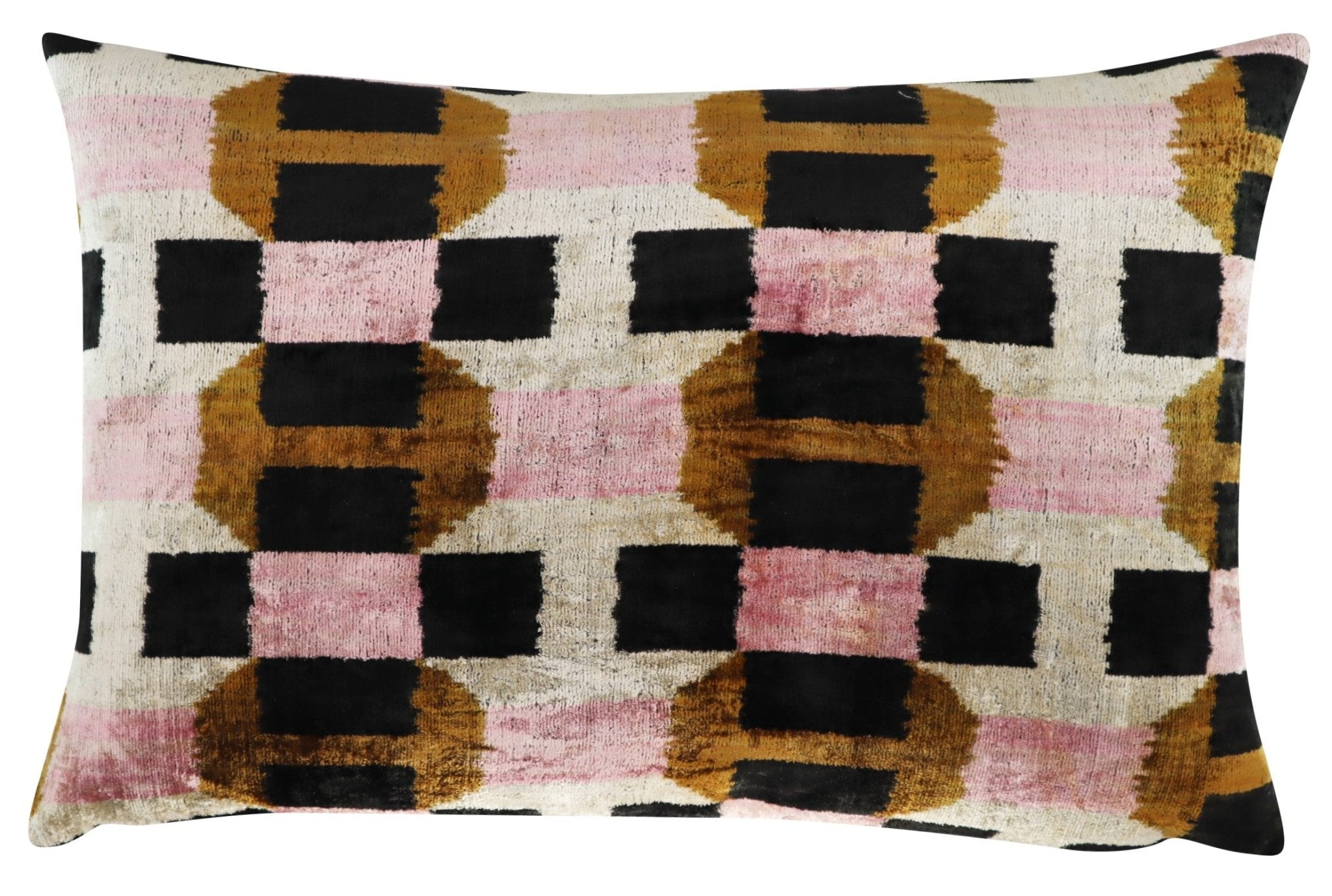 Canvello Pink Brown Handmade Silk Velvet Pillow, Organic Veg Dyed, Down/Feather Filled, 16