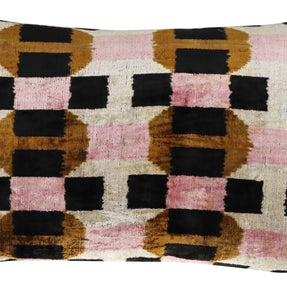 Canvello Pink Brown Handmade Silk Velvet Pillow, Organic Veg Dyed, Down/Feather Filled, 16