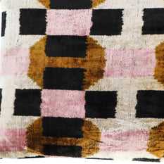 Canvello Pink Brown Handmade Silk Velvet Pillow, Organic Veg Dyed, Down/Feather Filled, 16