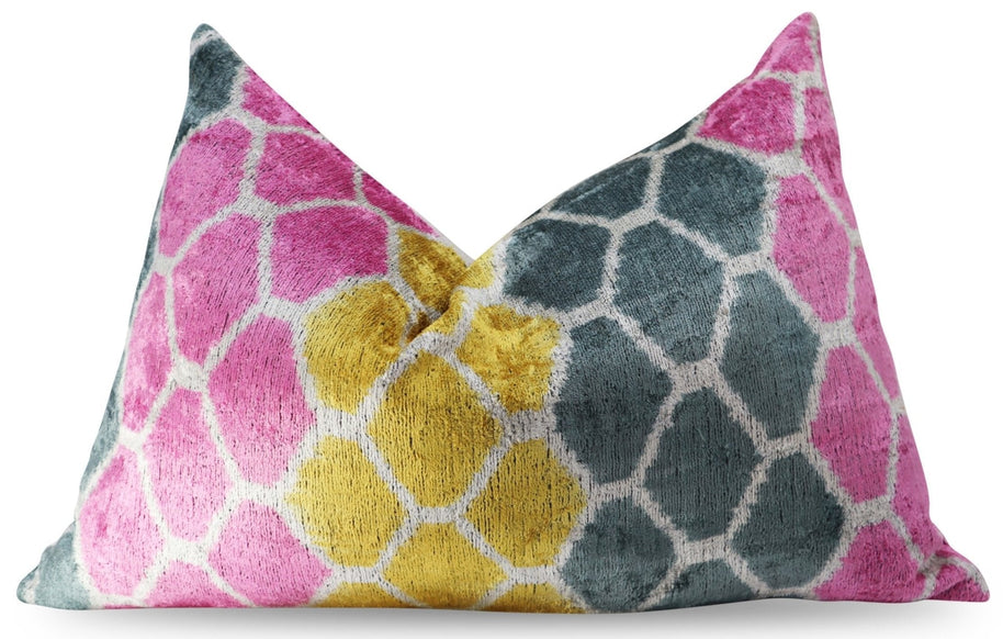 Canvello Pink Gold Gray Hexagon Pillows For Couch - 16x24 In