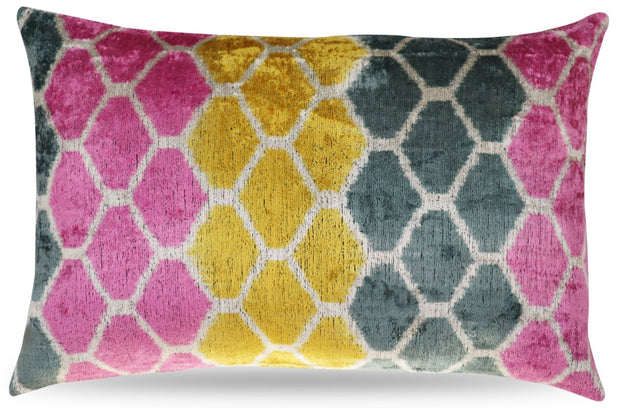 Canvello Pink Gold Gray Hexagon Pillows For Couch - 16x24 In