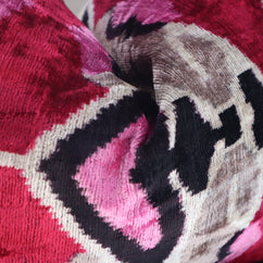 Canvello Pink Gray Handmade 16x24 Silk Velvet Pillow, Organic Veg Dyed, Down/Feather Filled