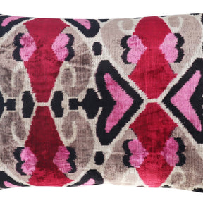 Canvello Pink Gray Handmade 16x24 Silk Velvet Pillow, Organic Veg Dyed, Down/Feather Filled