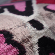 Canvello Pink Gray Handmade 16x24 Silk Velvet Pillow, Organic Veg Dyed, Down/Feather Filled