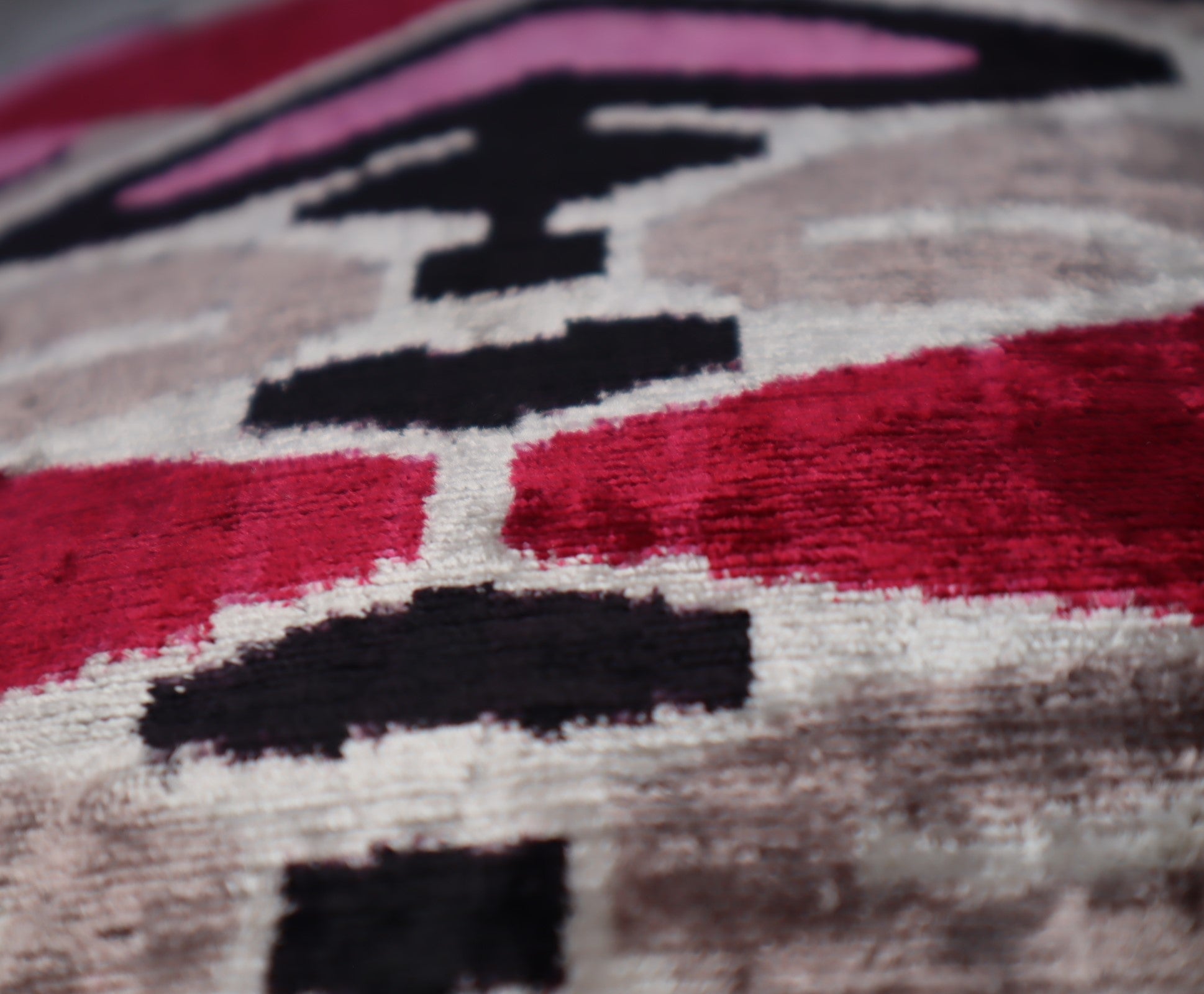 Canvello Pink Gray Handmade 16x24 Silk Velvet Pillow, Organic Veg Dyed, Down/Feather Filled