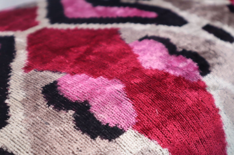 Canvello Pink Gray Handmade 16x24 Silk Velvet Pillow, Organic Veg Dyed, Down/Feather Filled