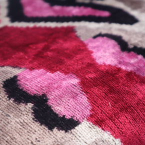 Canvello Pink Gray Handmade 16x24 Silk Velvet Pillow, Organic Veg Dyed, Down/Feather Filled