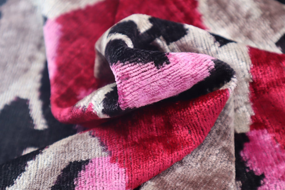 Canvello Pink Gray Handmade 16x24 Silk Velvet Pillow, Organic Veg Dyed, Down/Feather Filled